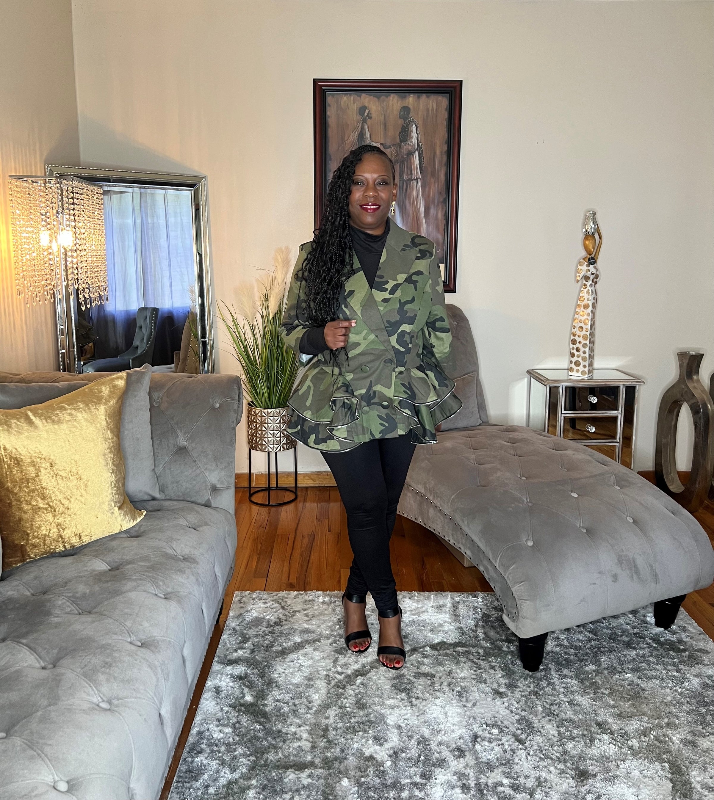 Camouflage Peplum Jacket | Be Jeweled Boutique